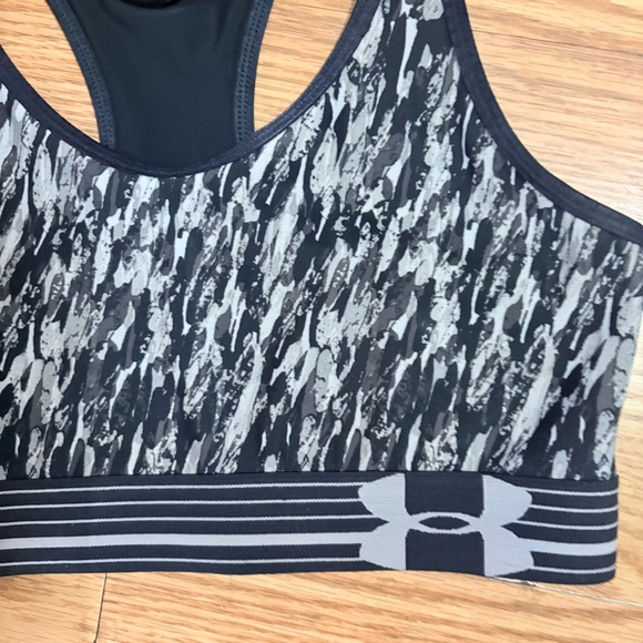 Under Armour Patterned Sports Bra in Black and Gray - Picture 2 of 7
